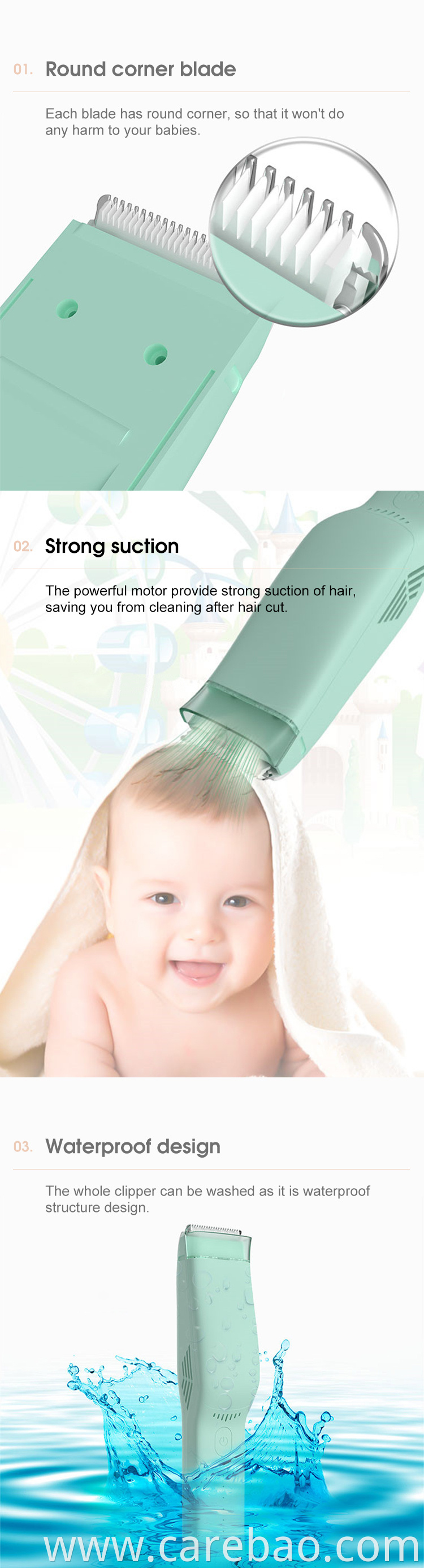 Electric Baby Hair Clippers Rechargeable